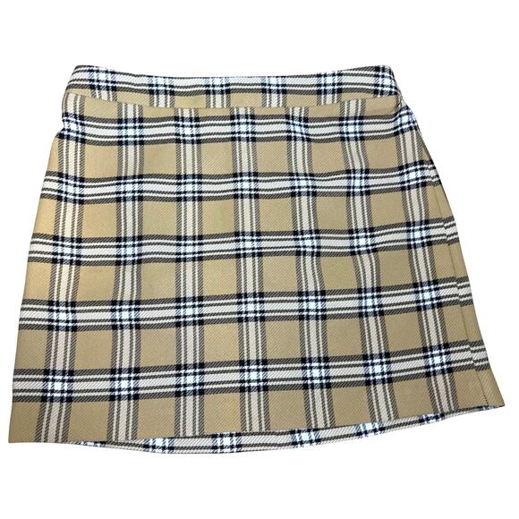 ASOS Tan & Black Plaid Mini Skirt. School Girl/Academia. Size 10 - Picture 4 of 6
